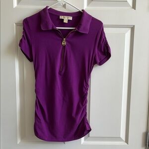 Michael Kors zip ruched polo M